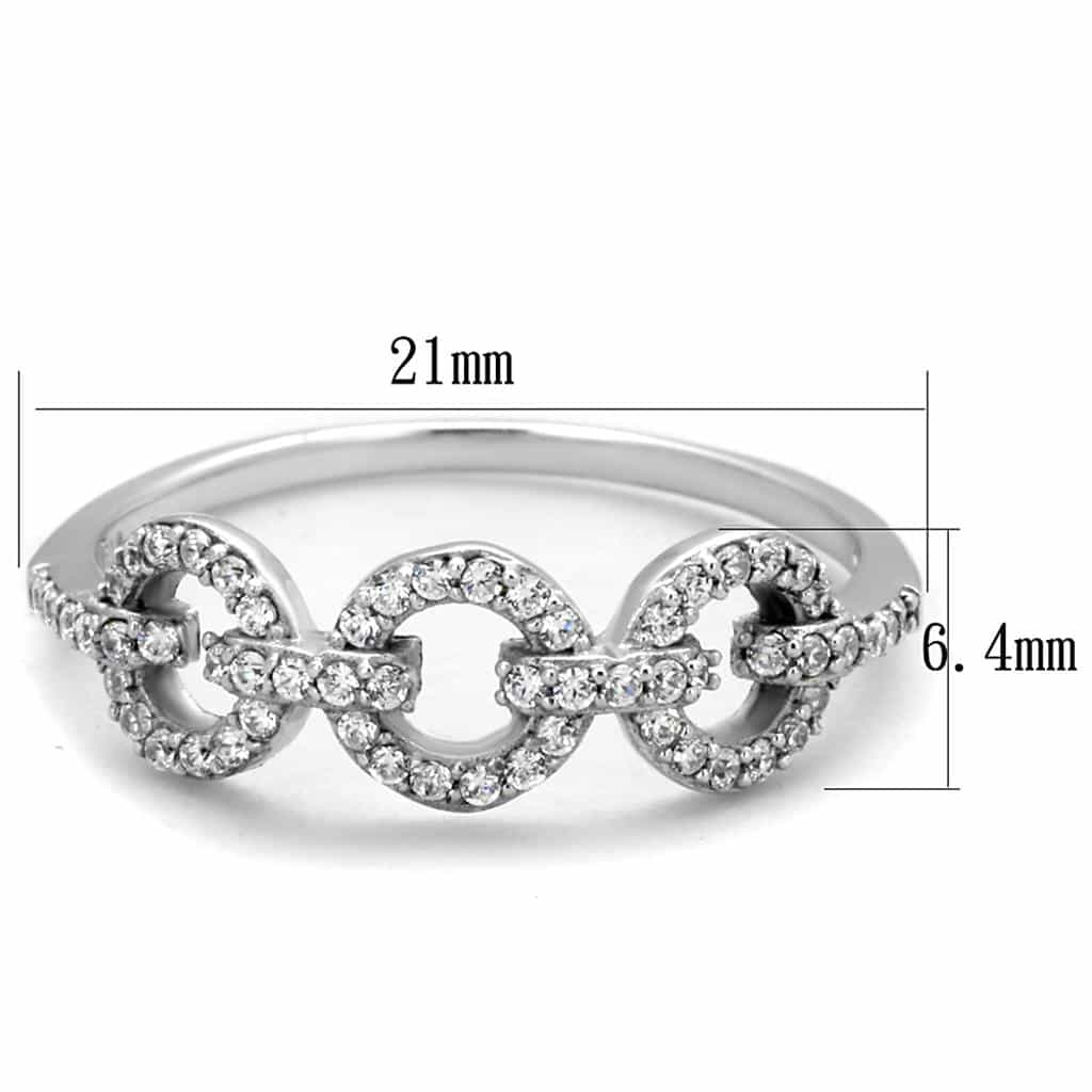 Sterling Silver CZ Double Circle Infinity Link Ring view 3