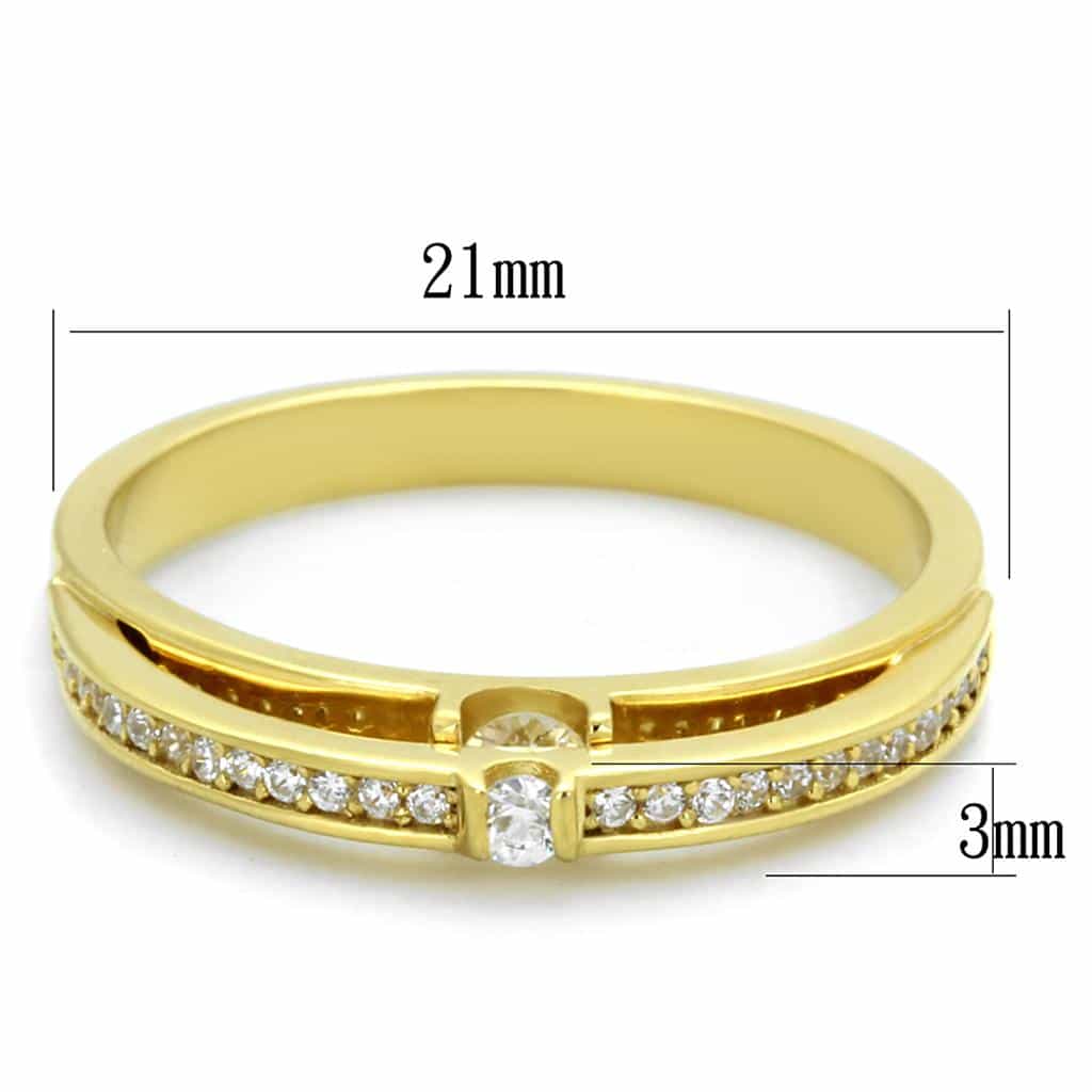 Sterling Silver Gold Two Tone CZ Princess Channel Thin Band Ring view 3