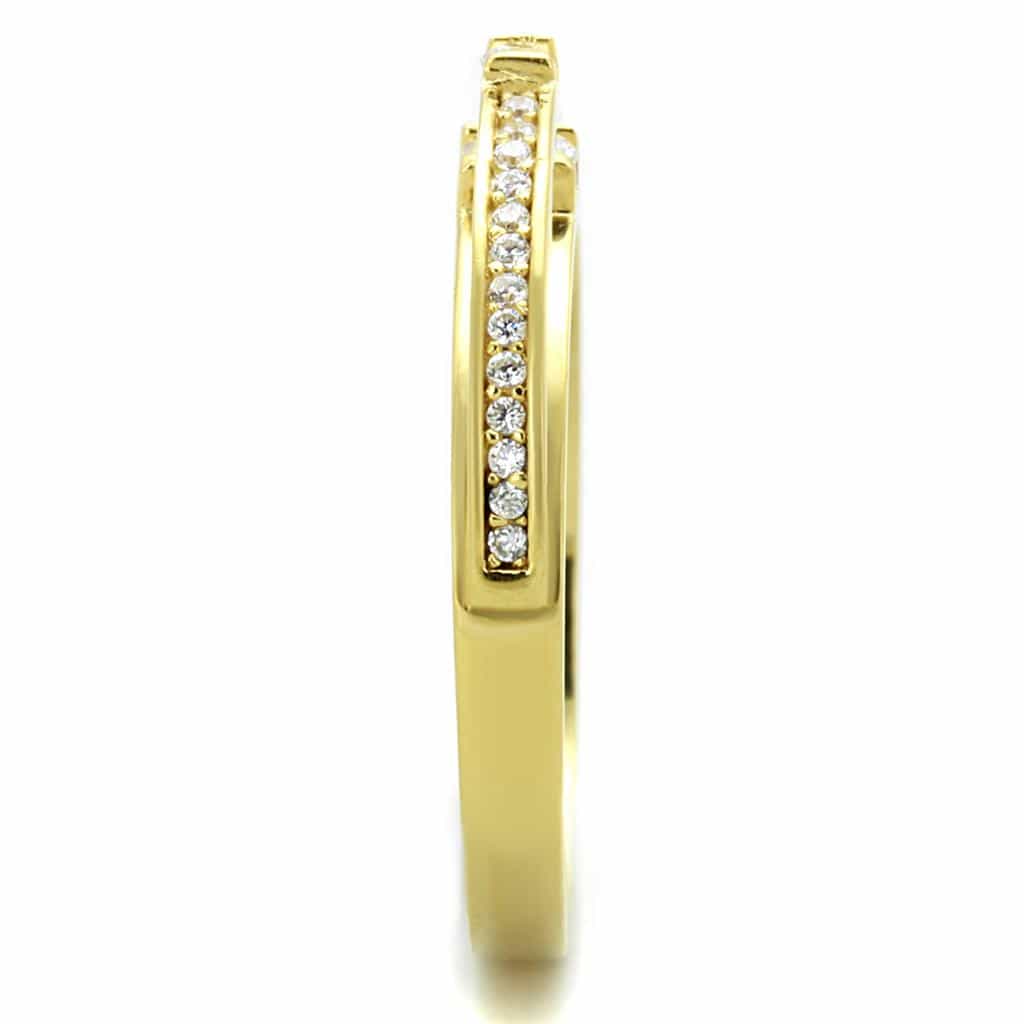 Sterling Silver Gold Two Tone CZ Princess Channel Thin Band Ring view 7