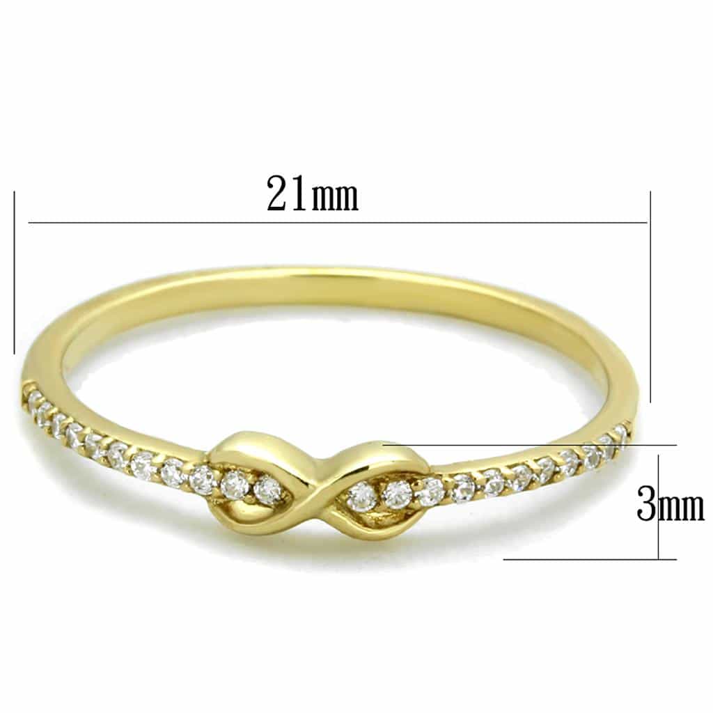 Sterling Silver Gold Two Tone CZ Infinity Knot Thin Ring view 3