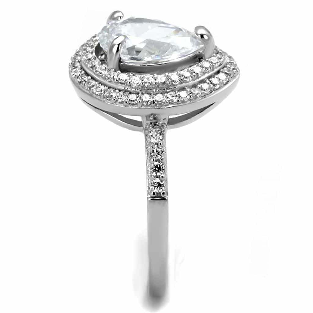 Sterling Silver CZ Pear Large Halo Pave Ring view 7
