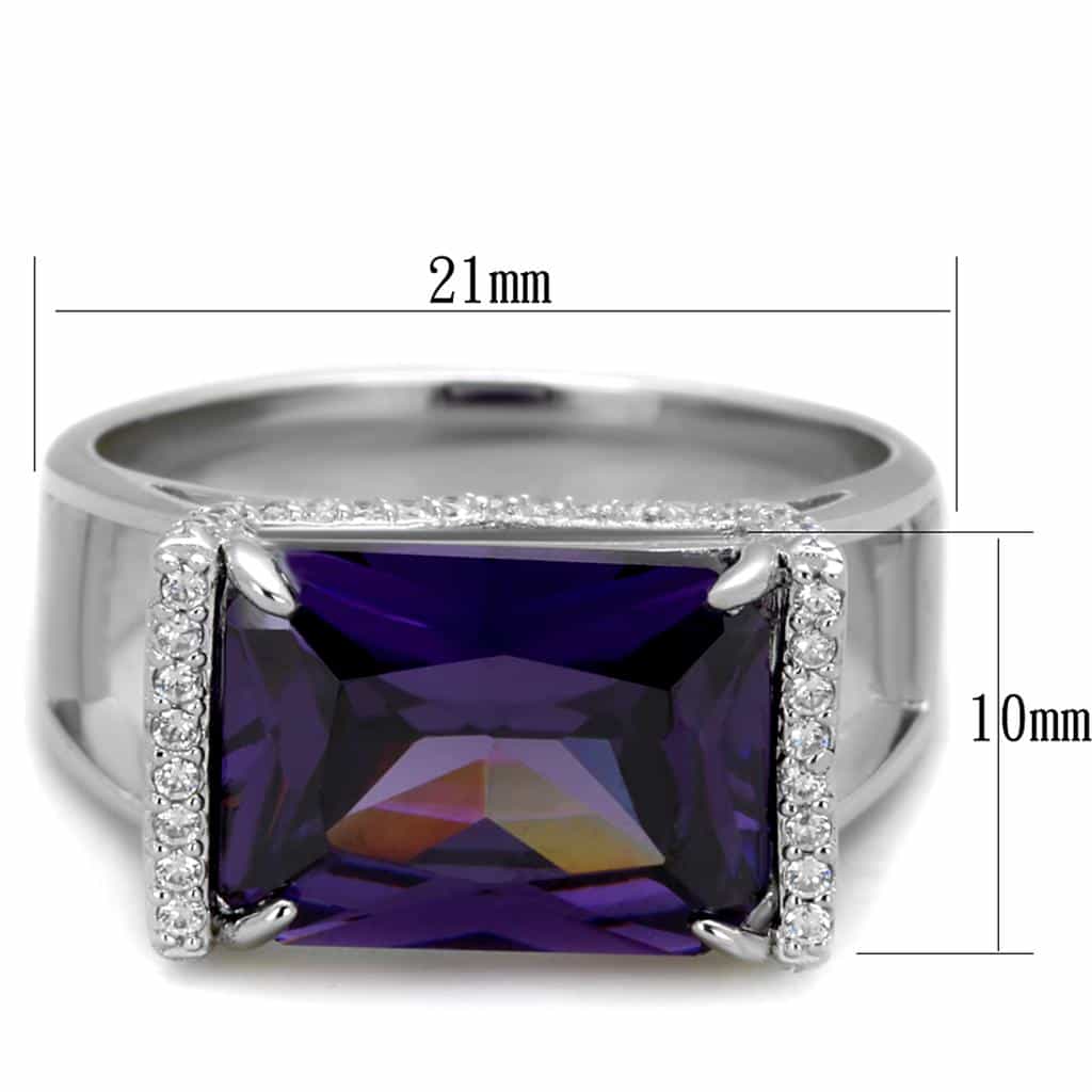 Sterling Silver Amethyst Emerald Cut Split Shank Ring view 3