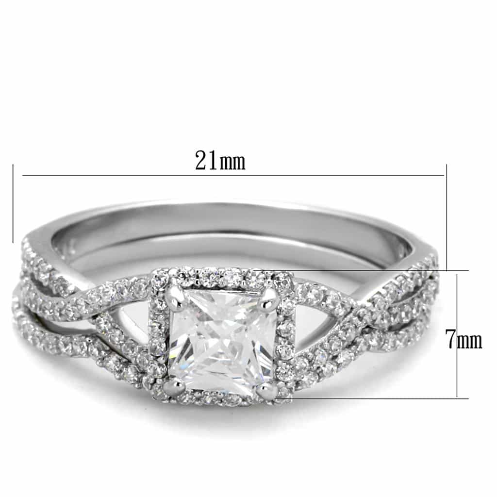 Sterling Silver CZ Princess Halo Twisted Pave Ring view 3