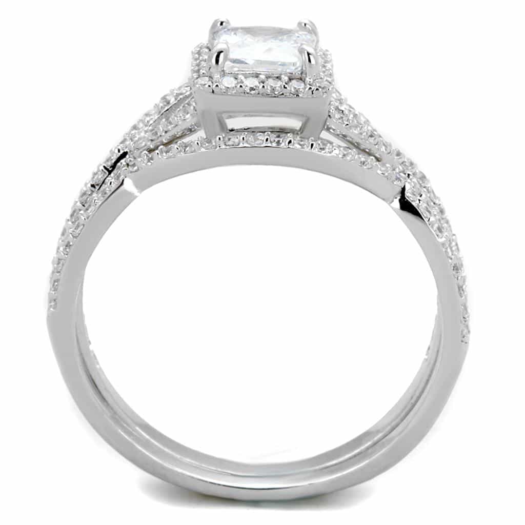 Sterling Silver CZ Princess Halo Twisted Pave Ring view 5