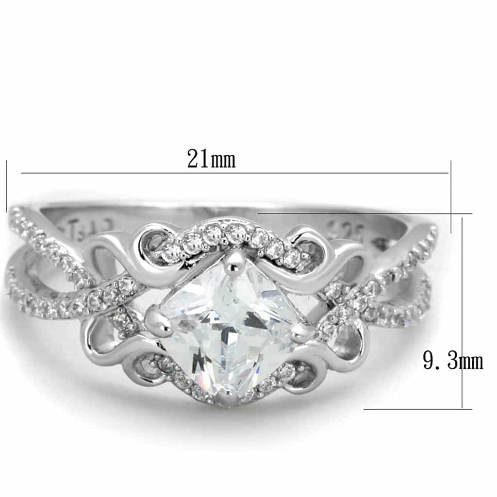 Sterling Silver CZ Princess Crown Filigree Pave Ring view 3