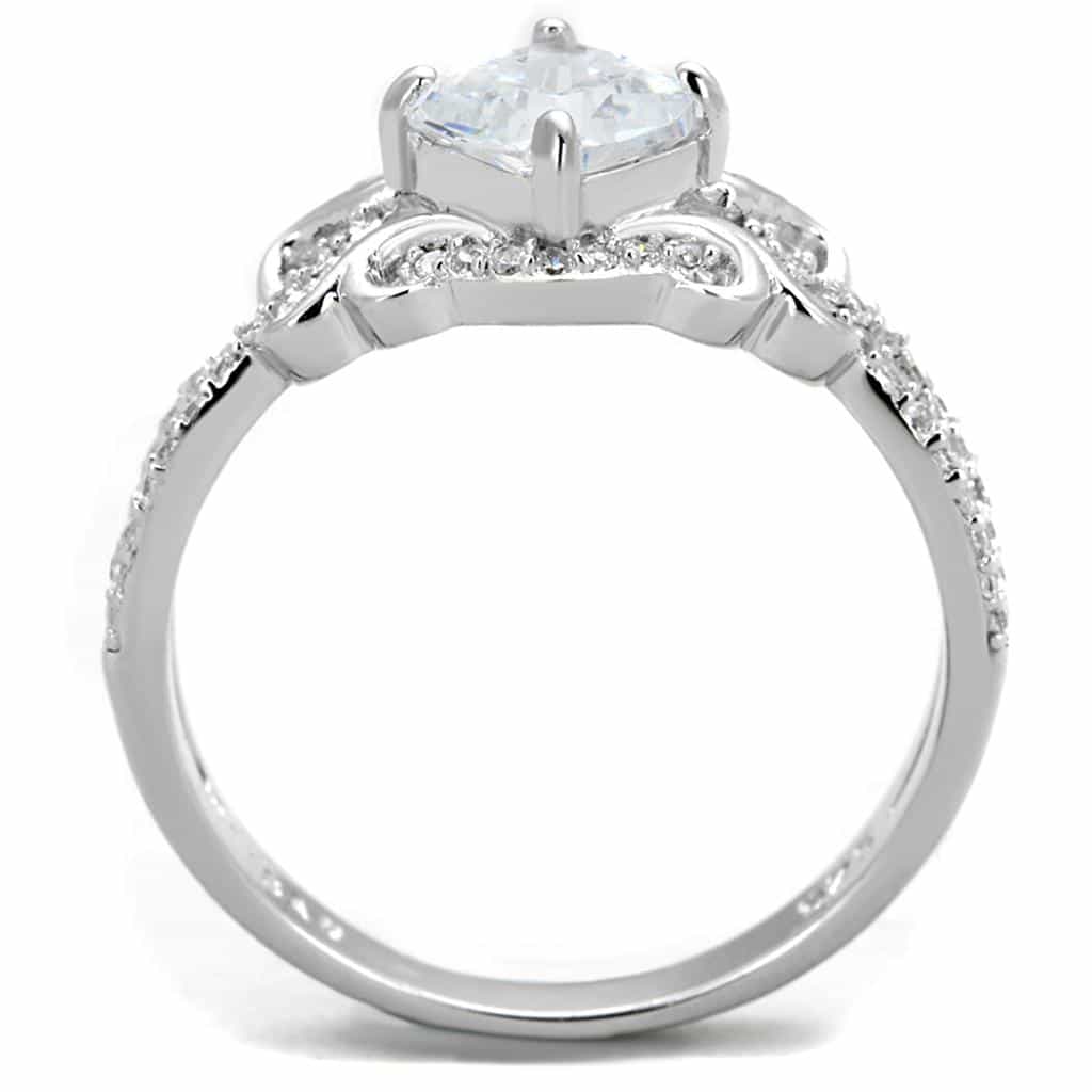 Sterling Silver CZ Princess Crown Filigree Pave Ring view 5