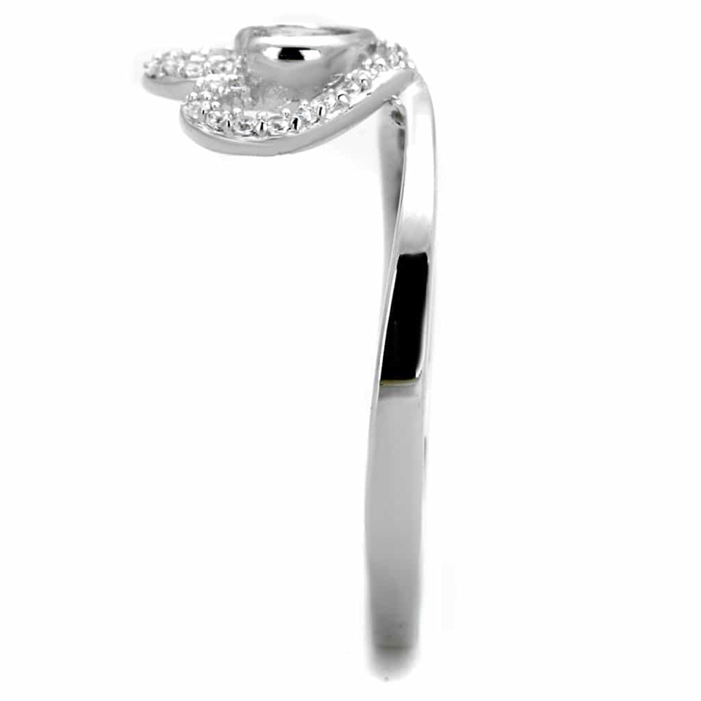 Sterling Silver CZ Double Heart Halo Open Ring view 7