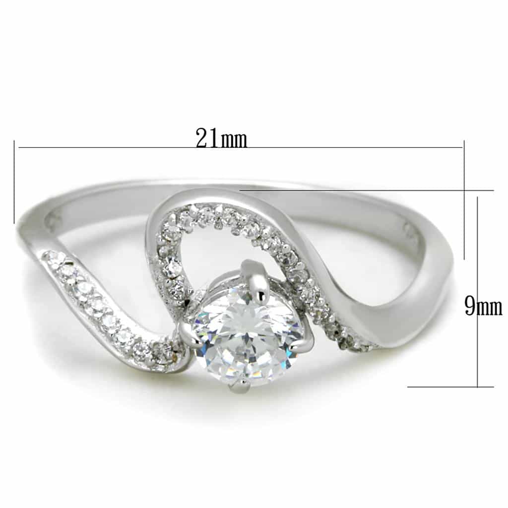 Sterling Silver CZ Round Swirl Loop Pave Ring view 3