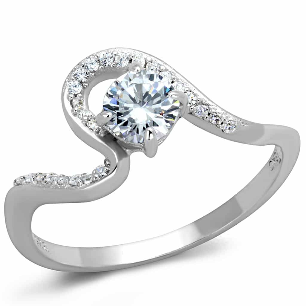 Sterling Silver CZ Round Swirl Loop Pave Ring view 9