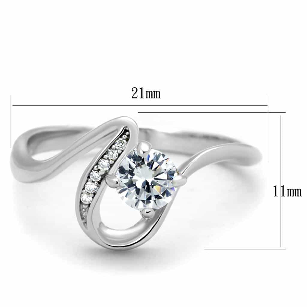 Sterling Silver CZ Round Swirl Bypass Pave Thin Ring view 3