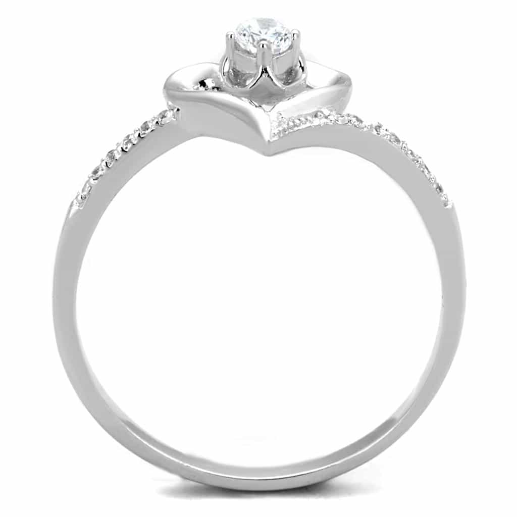 Sterling Silver CZ Heart Solitaire Open Pave Ring view 5