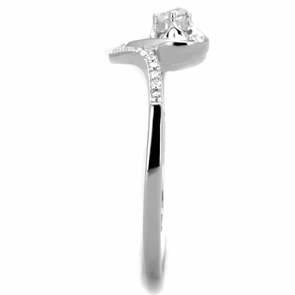 Sterling Silver CZ Heart Solitaire Open Pave Ring view 7