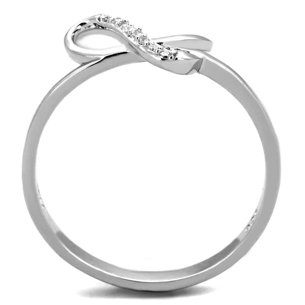Sterling Silver CZ Infinity Solitaire Pave Thin Ring view 5