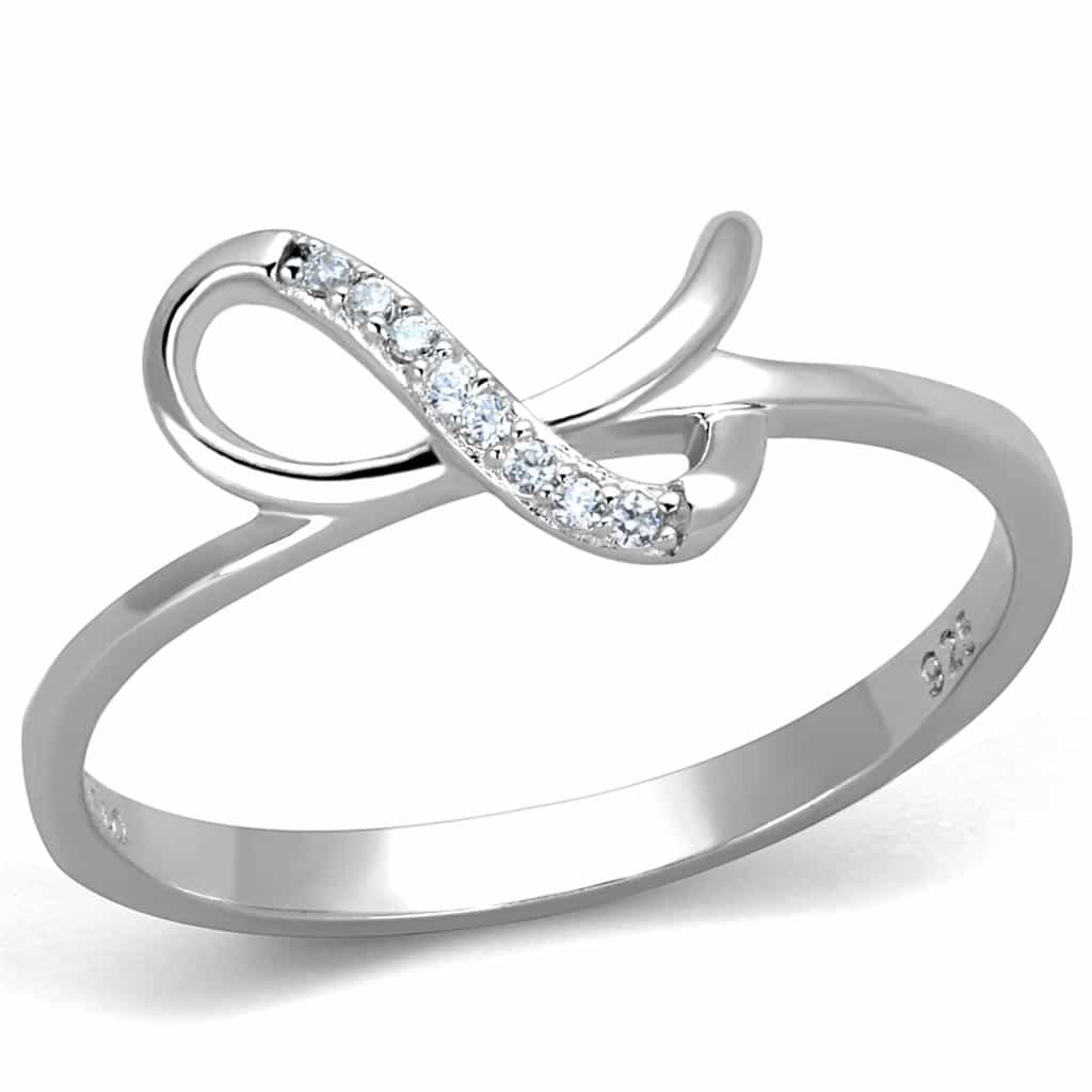 Sterling Silver CZ Infinity Solitaire Pave Thin Ring view 9