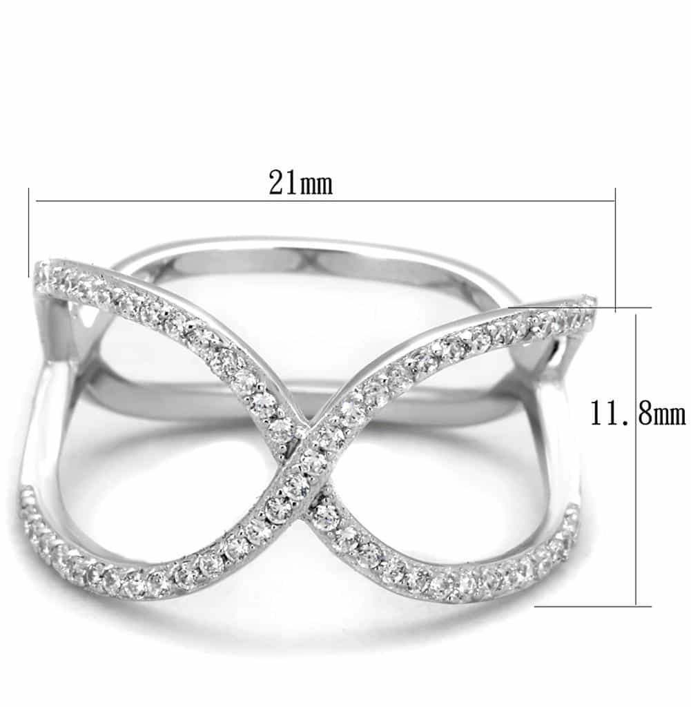 Sterling Silver CZ Pave Infinity Figure Eight Wide Ring view 3