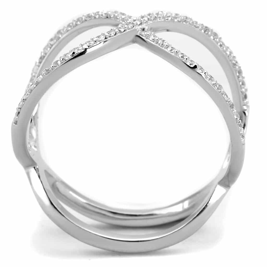 Sterling Silver CZ Pave Infinity Figure Eight Wide Ring view 5