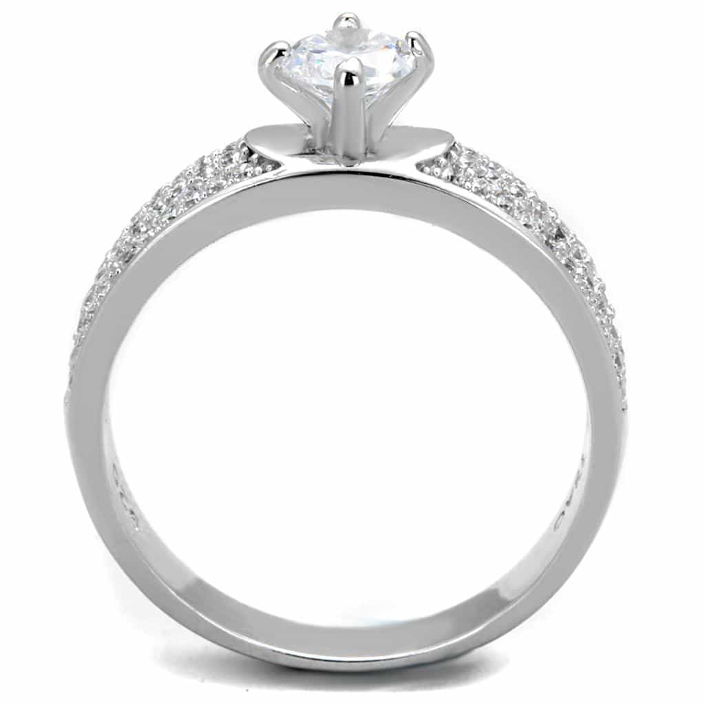 Sterling Silver CZ Round Half Halo Split Shank Pave Ring view 5