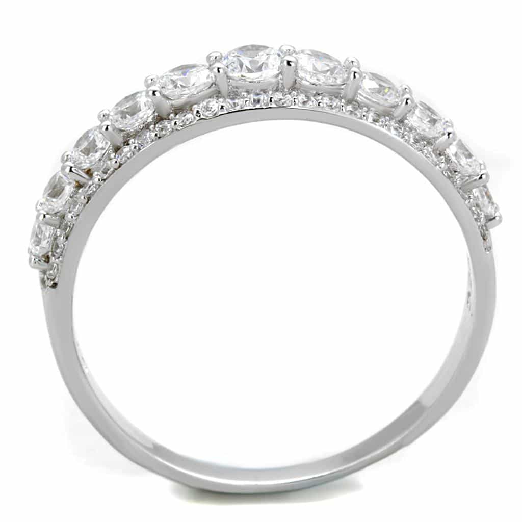 Sterling Silver CZ Round Triple Halo Channel Pave Ring view 5
