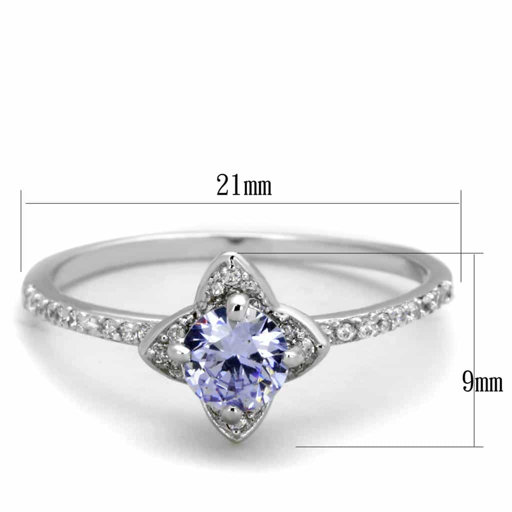 Sterling Silver Lavender CZ Round Star Halo Pave Ring view 3