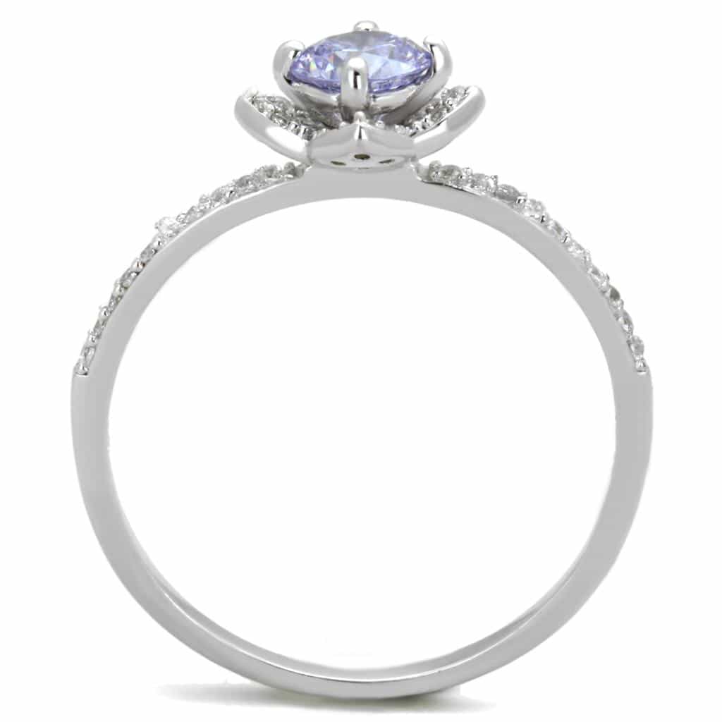 Sterling Silver Lavender CZ Round Star Halo Pave Ring view 5