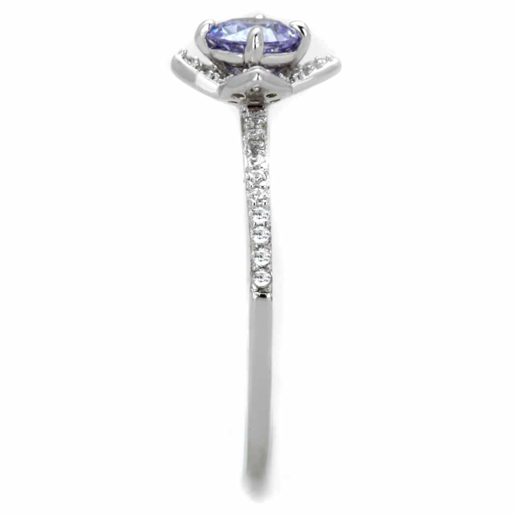 Sterling Silver Lavender CZ Round Star Halo Pave Ring view 7