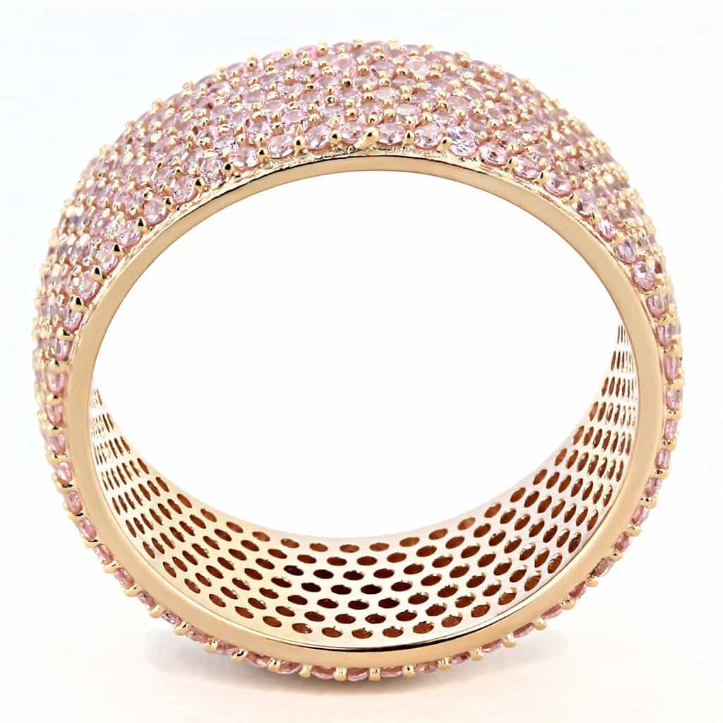 Sterling Silver Rose Gold CZ Pave Lattice Mesh Wide Eternity Ring view 5