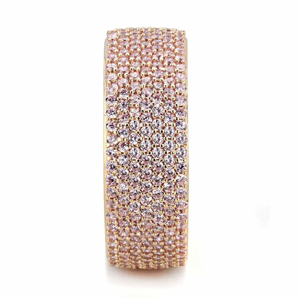 Sterling Silver Rose Gold CZ Pave Lattice Mesh Wide Eternity Ring view 7