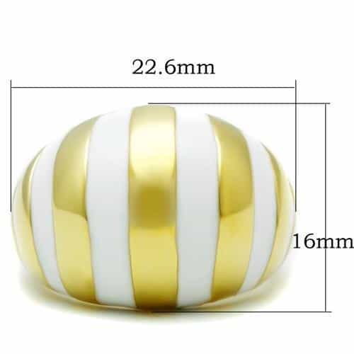 Brass Gold White Enamel Stripe Wide Dome Cocktail Ring view 3