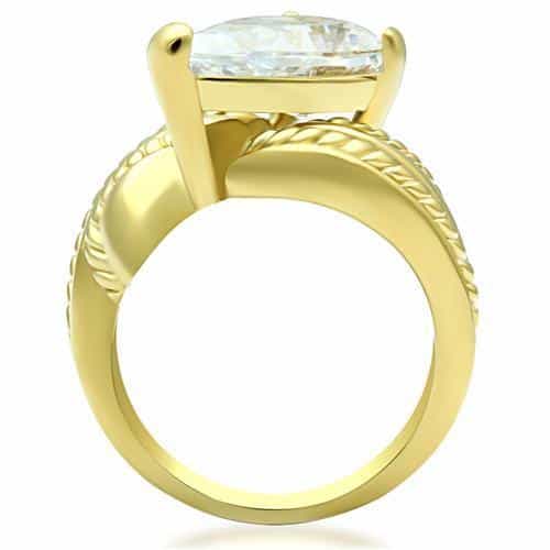 Brass Gold CZ Pear Large Rope Twist Wide Cocktail Ring view 5