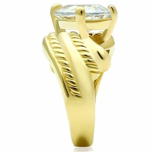 Brass Gold CZ Pear Large Rope Twist Wide Cocktail Ring view 7