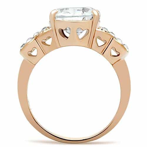 Brass Rose Gold CZ Oval Large Pave Shoulder Filigree Ring view 5