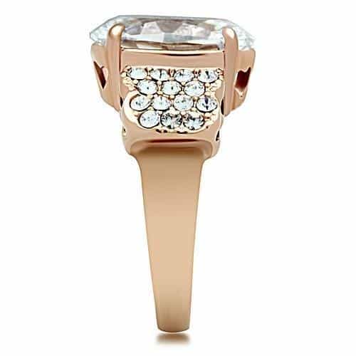 Brass Rose Gold CZ Oval Large Pave Shoulder Filigree Ring view 7