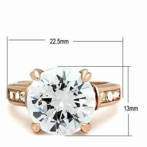 Brass Rose Gold CZ Oval Large Prong Pave Shoulder Ring view 3