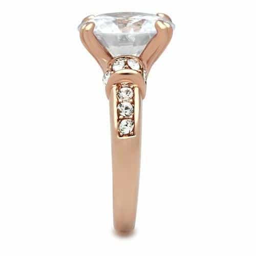 Brass Rose Gold CZ Oval Large Prong Pave Shoulder Ring view 7