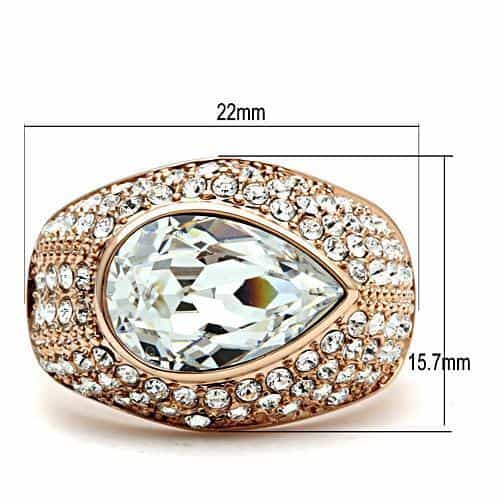 Brass Rose Gold CZ Oval Pave Dome Wide Cocktail Ring view 3