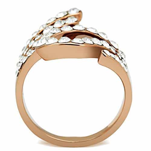 Brass Rose Gold CZ Pave Multi Strand Wave Cocktail Ring view 5