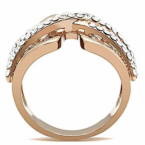 Brass Rose Gold CZ Pave Filigree Butterfly Crown Cocktail Ring view 5