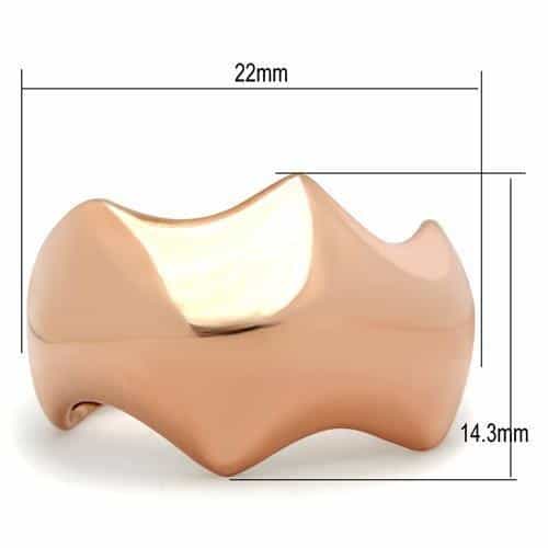 Brass Rose Gold Polished Sculpted Chevron V Dome Ring view 3