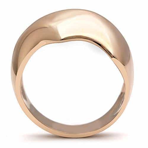 Brass Rose Gold Polished Sculpted Chevron V Dome Ring view 5