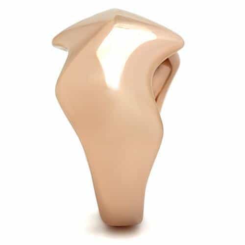 Brass Rose Gold Polished Sculpted Chevron V Dome Ring view 7
