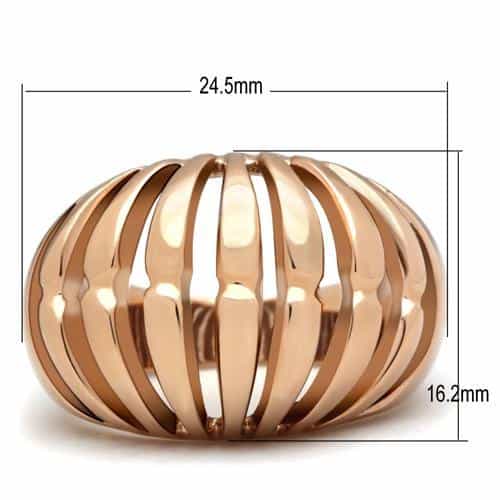 Brass Rose Gold Polished Open Cage Crown Dome Ring view 3
