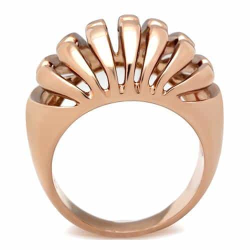Brass Rose Gold Polished Open Cage Crown Dome Ring view 5