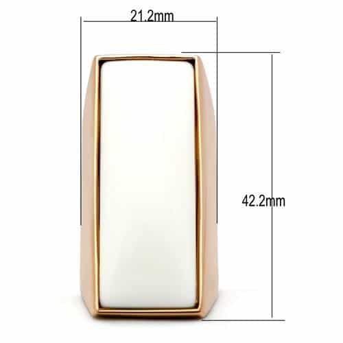 Brass Rose Gold White Enamel Rectangle Bar Geometric Ring view 3