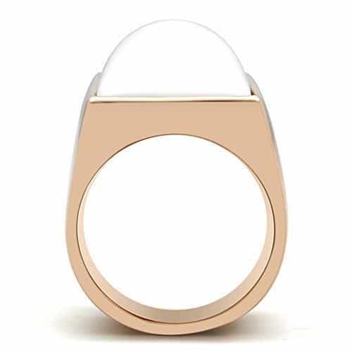 Brass Rose Gold White Enamel Rectangle Bar Geometric Ring view 5