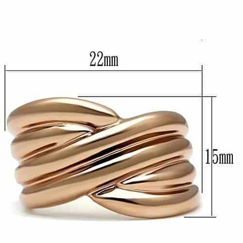 Brass Rose Gold Polished Wide Crossover Twist Band Ring view 3
