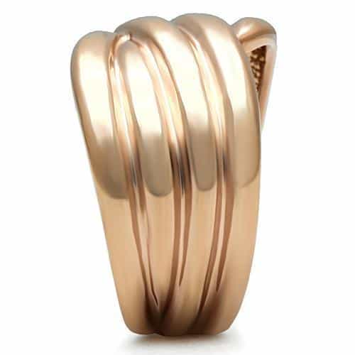 Brass Rose Gold Polished Wide Crossover Twist Band Ring view 7