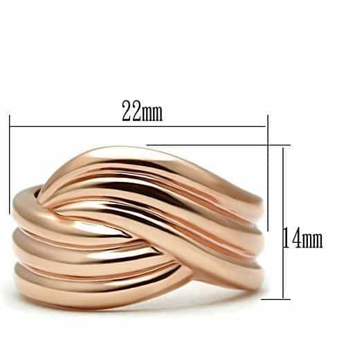 Brass Rose Gold Polished Layered Crossover Wide Band Ring view 3