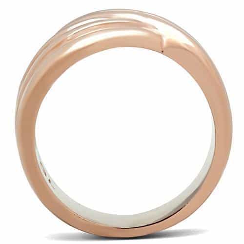 Brass Rose Gold Polished Layered Crossover Wide Band Ring view 5