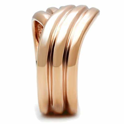 Brass Rose Gold Polished Layered Crossover Wide Band Ring view 7