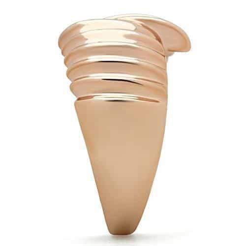 Brass Rose Gold Polished Coil Spiral Ribbed Dome Ring view 7